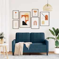 vidaXL Dvivietė sofa, mėlynos spalvos, 120cm, aksomas
