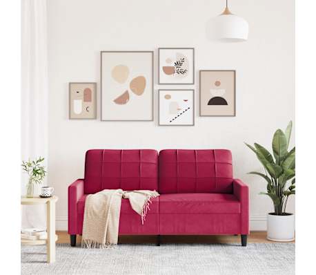 vidaXL Dvivietė sofa, raudonojo vyno spalvos, 140cm, aksomas