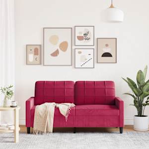vidaXL Dvivietė sofa, raudonojo vyno spalvos, 140cm, aksomas