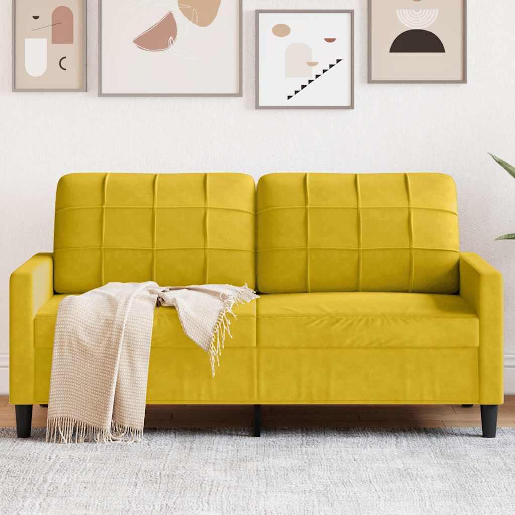vidaXL 2-Sitzer-Sofa Gelb 140 cm Samt