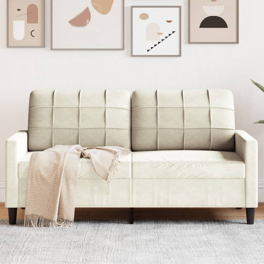 vidaXL 2-Sitzer-Sofa Creme 140 cm Samt