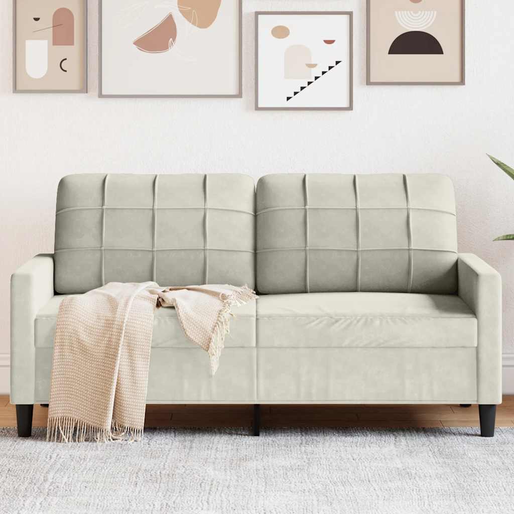 vidaXL 2-Sitzer-Sofa Creme 140 cm Samt
