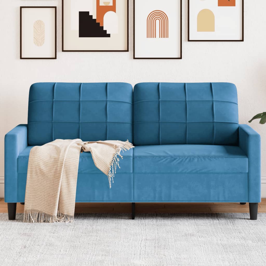 vidaXL 2-Sitzer-Sofa Blau 140 cm Samt