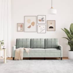vidaXL Sof&aacute; de 3 plazas terciopelo gris claro 180 cm