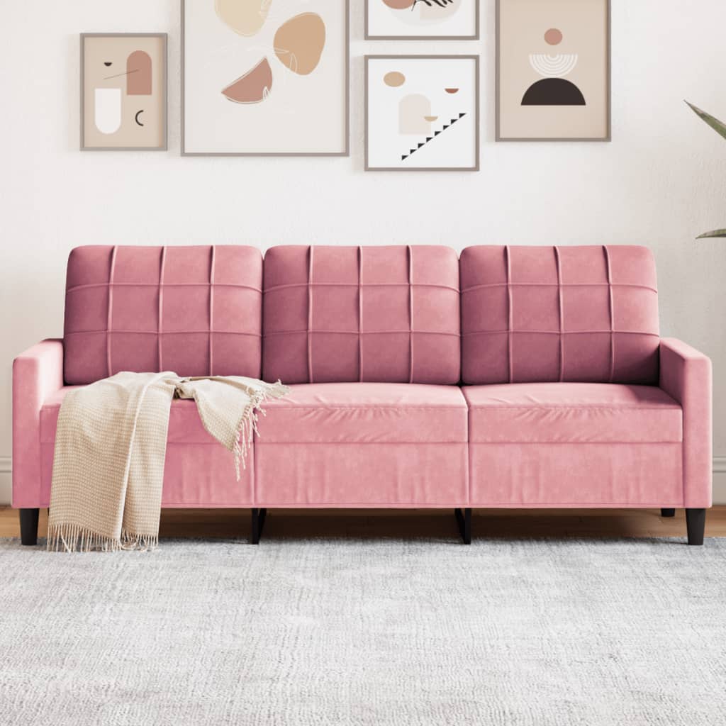 vidaXL 3-Sitzer-Sofa Rosa 180 cm Samt