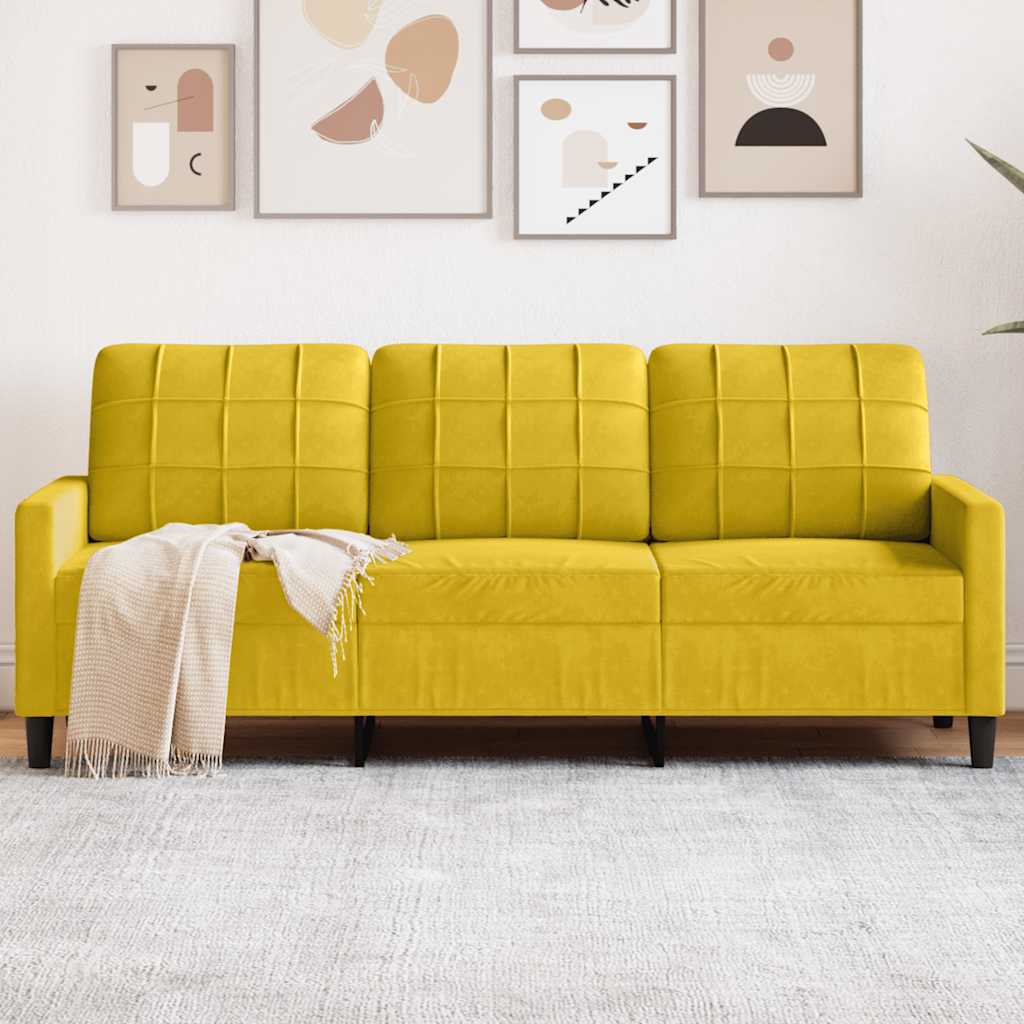 vidaXL 3-Sitzer-Sofa Gelb 180 cm Samt