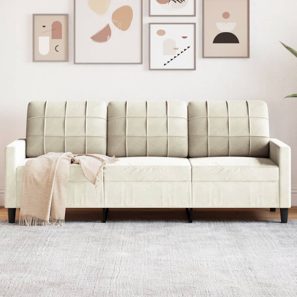 vidaXL 3-Sitzer-Sofa Creme 180 cm Samt