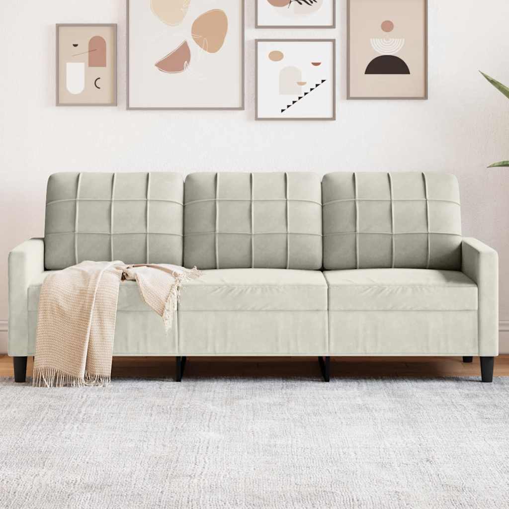 vidaXL 3-Sitzer-Sofa Creme 180 cm Samt