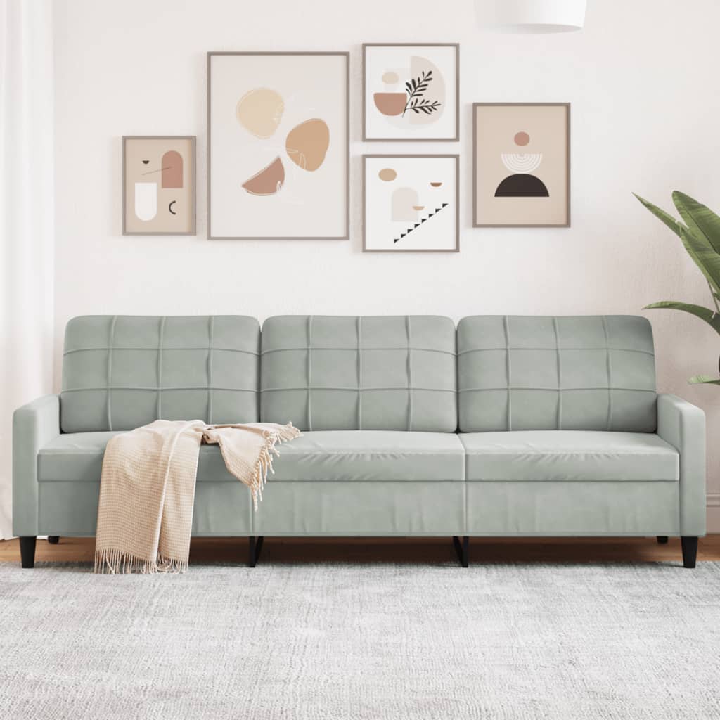 vidaXL 3-Sitzer-Sofa Hellgrau 210 cm Samt