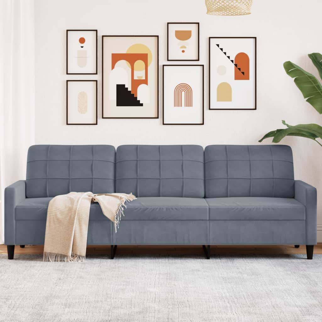 vidaXL 3-Sitzer-Sofa Dunkelgrau 210 cm Samt