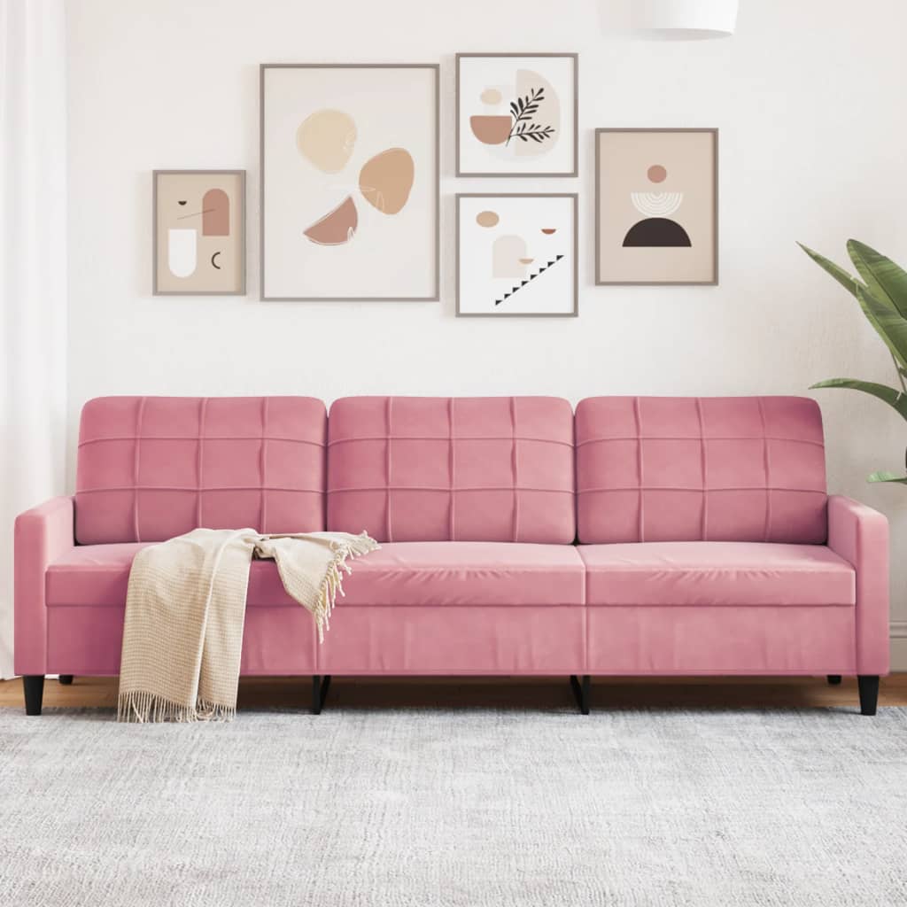 vidaXL Driezitsbank 210 cm fluweel roze