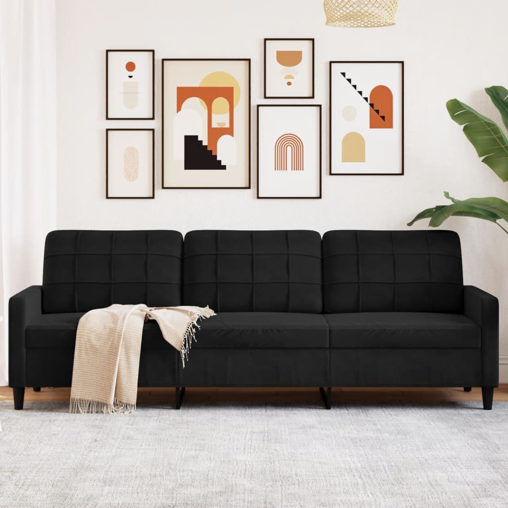 3-Sitzer-Sofa Schwarz 210 cm Samt