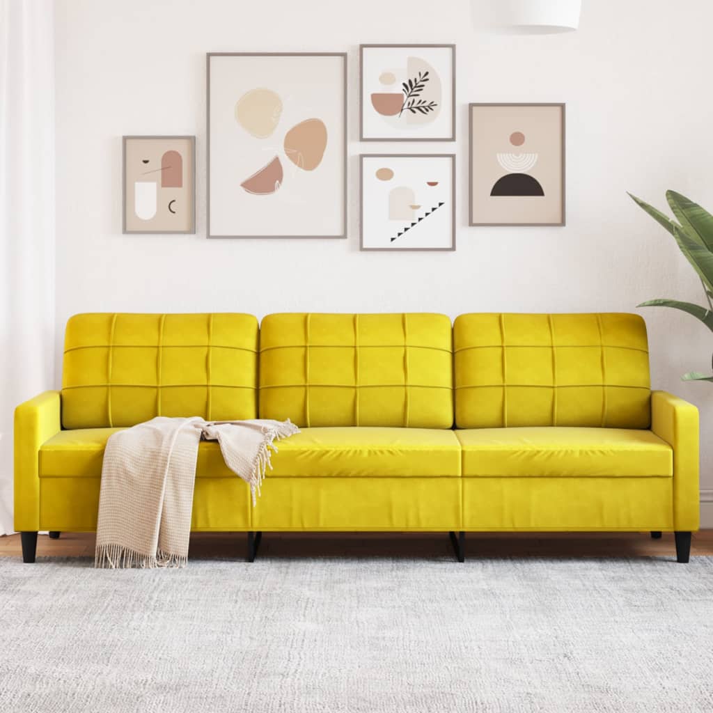 vidaXL 3-Sitzer-Sofa Gelb 210 cm Samt