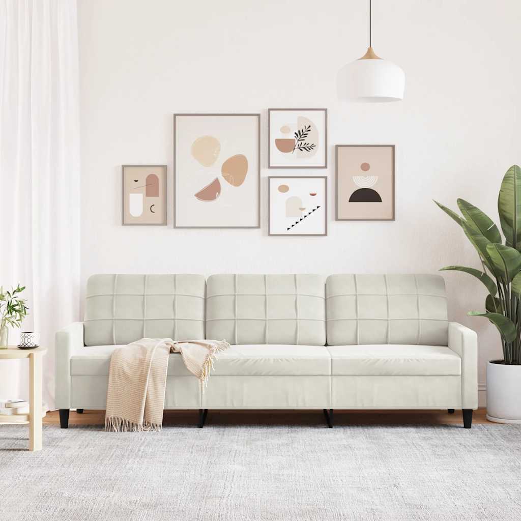 Thumbnail - vidaXL 3-Sitzer-Sofa Creme 210 cm Samt