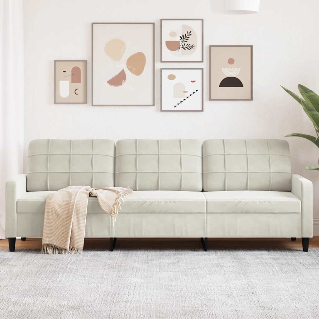 vidaXL 3-Sitzer-Sofa Creme 210 cm Samt