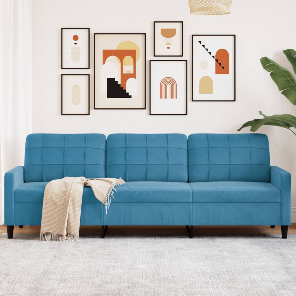 vidaXL 3-Sitzer-Sofa Blau 210 cm Samt