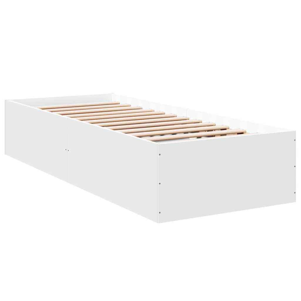 vidaXL Bedframe bewerkt hout wit 75x190 cm afbeelding