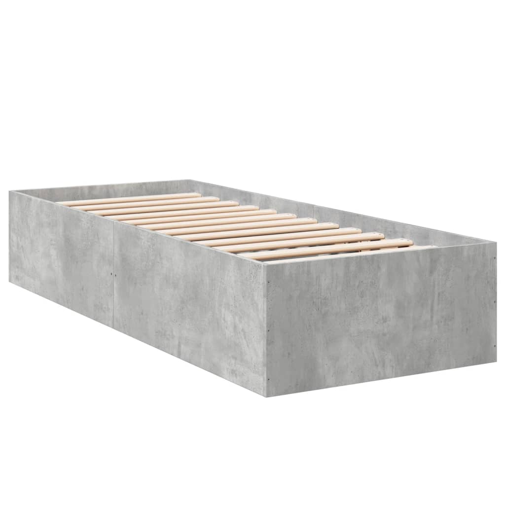 vidaXL Bedframe bewerkt hout betongrijs 75x190 cm afbeelding