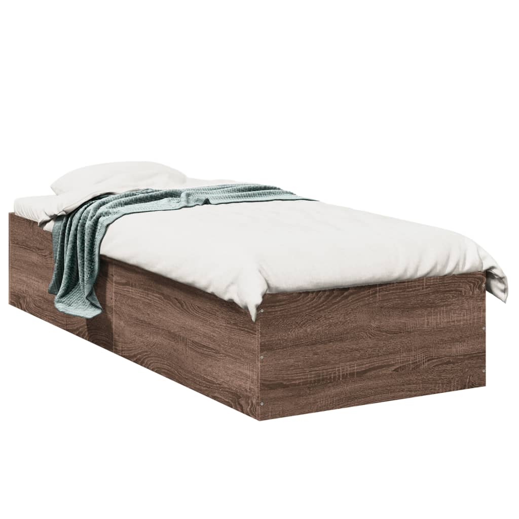 vidaXL Rám postele bez matrace hnědý dub 75 x 190 cm kompozitní dřevo