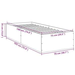 Rám postele bez matrace hnědý dub 75 x 190 cm kompozitní dřevo - obrázek 10