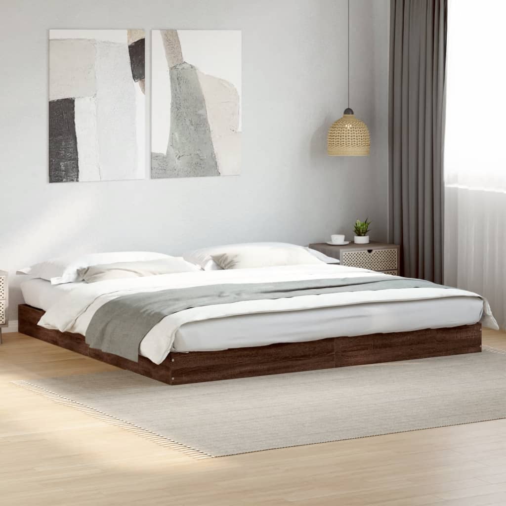vidaXL Sengeramme brun eik 200x200 cm konstruert tre