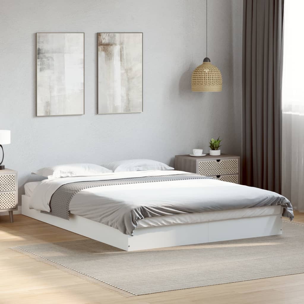vidaXL Estrutura de cama 140x200 cm derivados de madeira branco