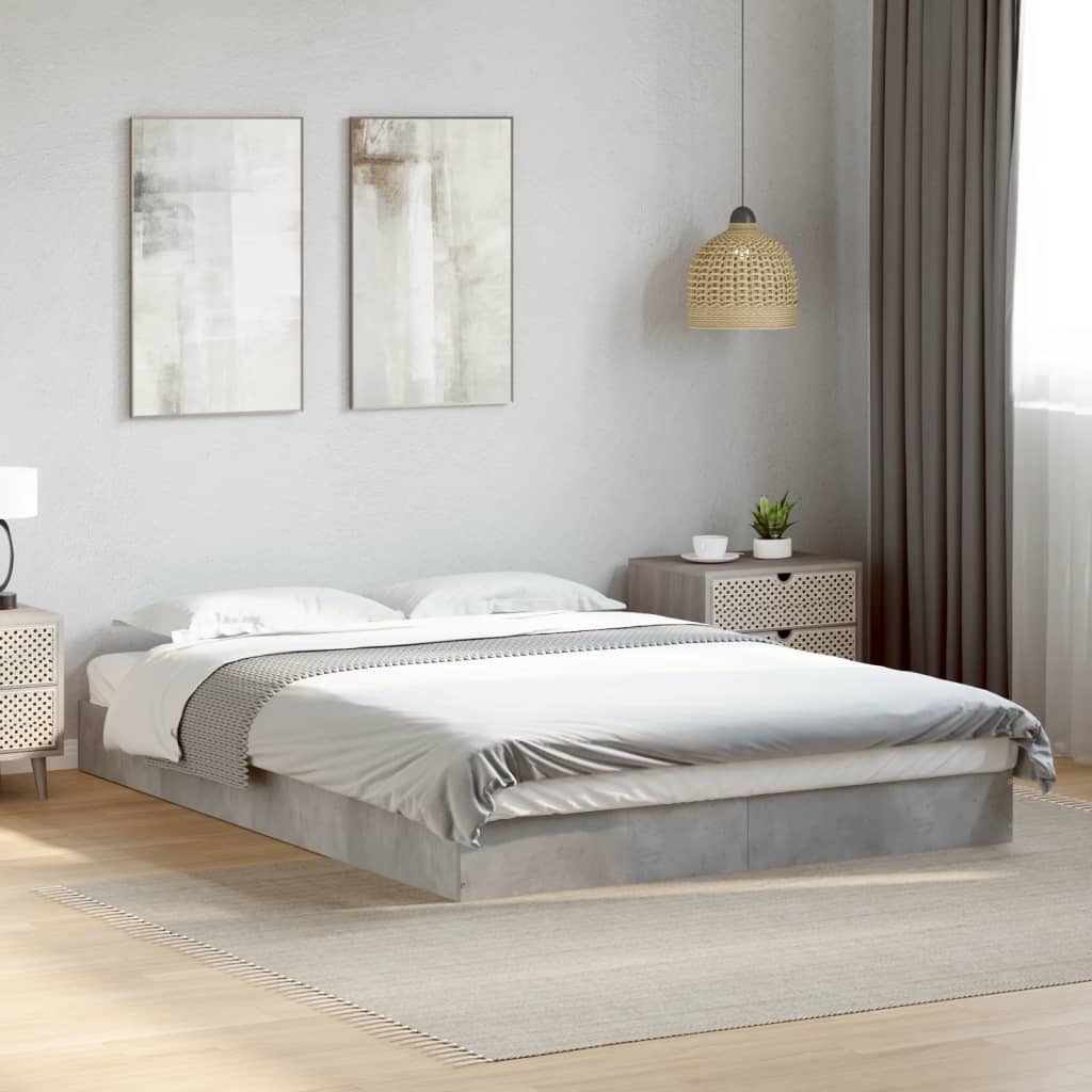 vidaXL sengestel 140x200 cm konstrueret træ betongrå