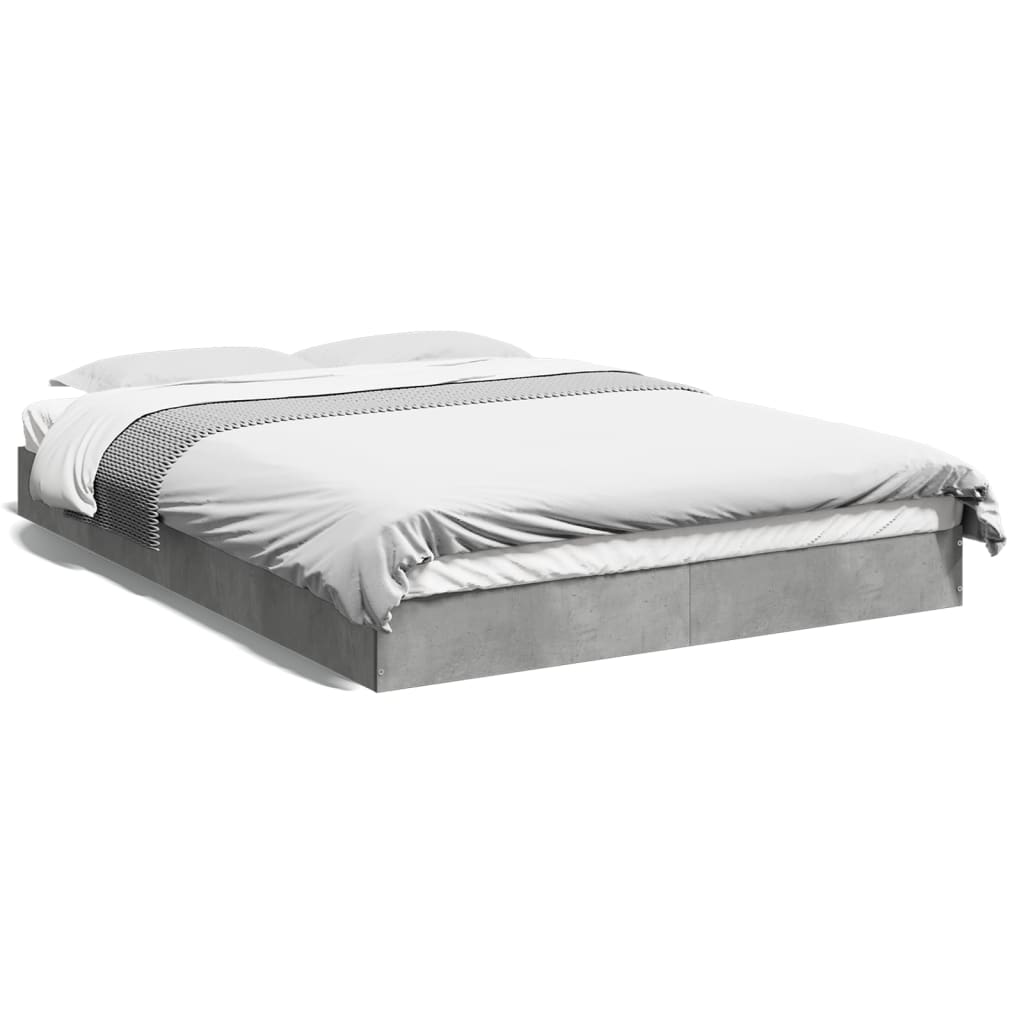 vidaXL Cadre de lit gris béton 135x190 cm bois d'ingénierie