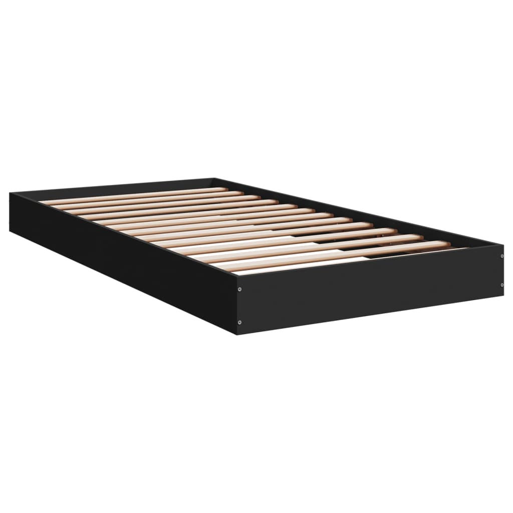 vidaXL Bedframe bewerkt hout zwart 100x200 cm afbeelding