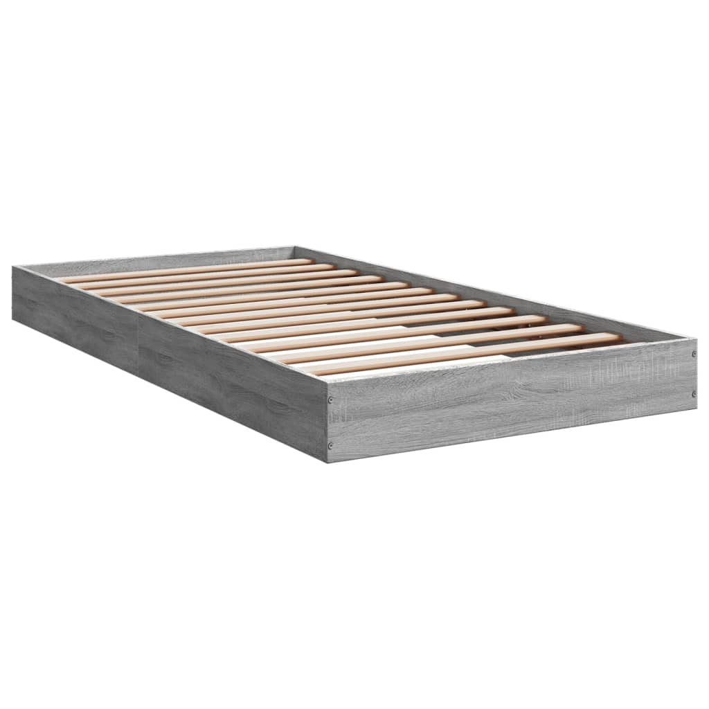 vidaXL Bedframe bewerkt hout grijs sonoma eikenkleurig 100x200 cm afbeelding