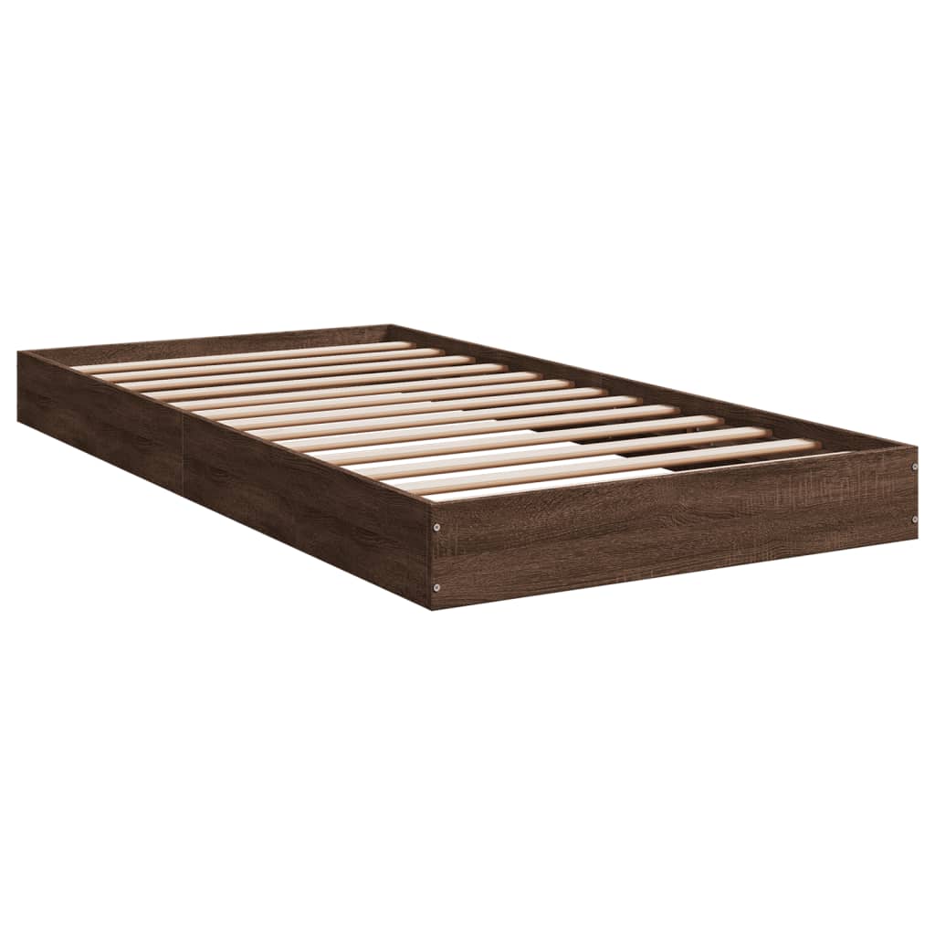 vidaXL Bedframe zonder matras bewerkt hout bruin eikenkleur 100x200 cm afbeelding