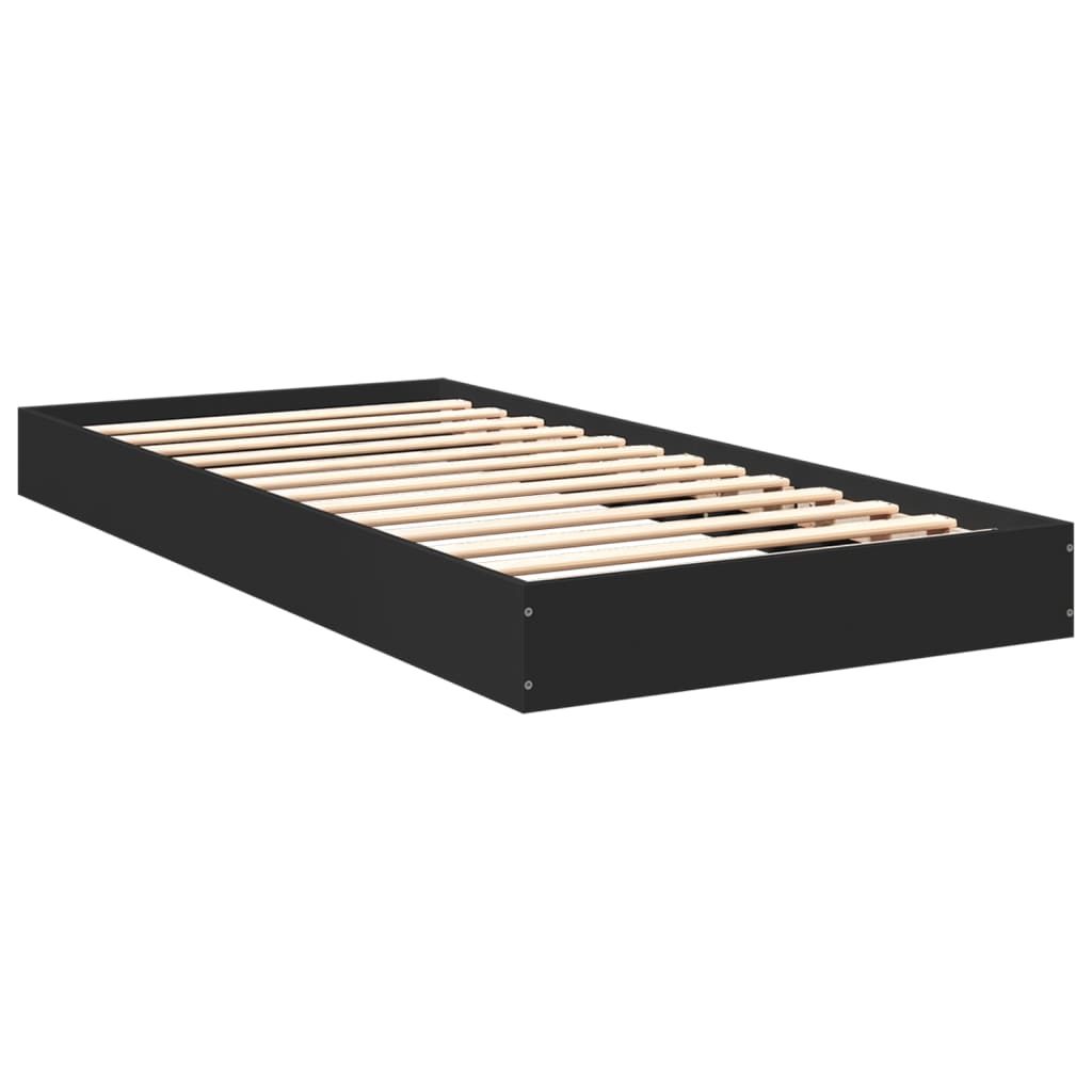 vidaXL Bedframe bewerkt hout zwart 75x190 cm afbeelding