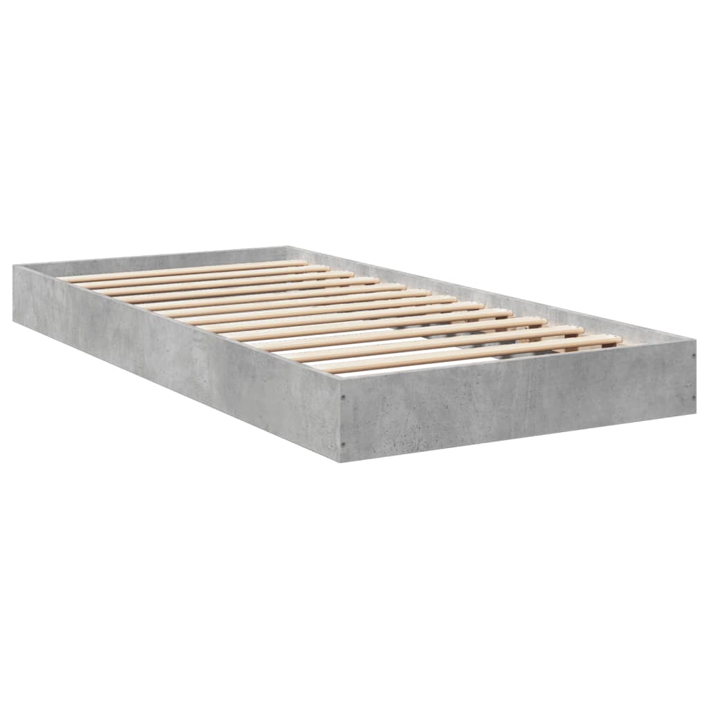 vidaXL Bedframe bewerkt hout betongrijs 75x190 cm afbeelding