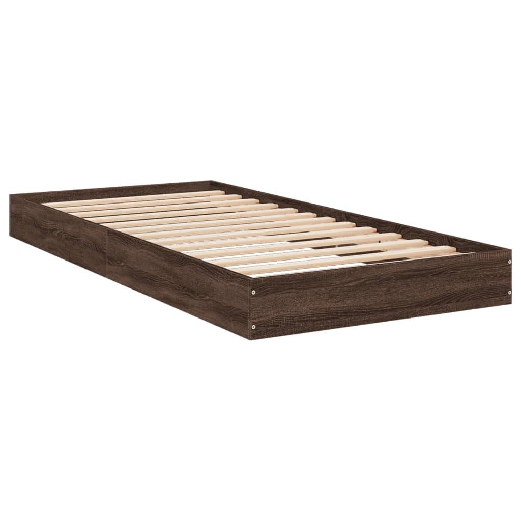 vidaXL Bedframe zonder matras bewerkt hout bruin eikenkleur 75x190 cm afbeelding