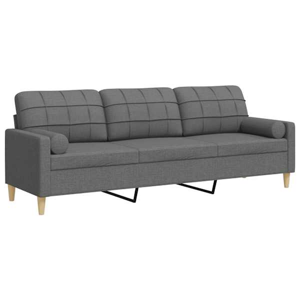 vidaXL 3-kohaline diivan dekoratiivpatjadega, tumehall, 210 cm, kangas