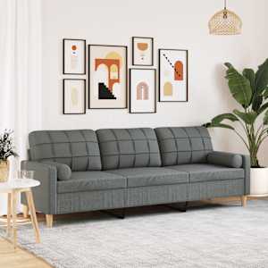 3místná pohovka s polštáři tmavě šedá 210 cm textil - obrázek 1