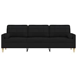 vidaXL Sof&aacute; de 3 plazas con cojines tela negro 210 cm