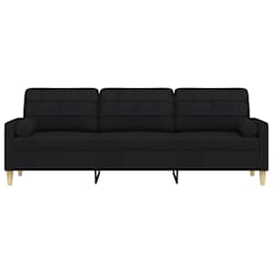 vidaXL Sof&aacute; de 3 plazas con cojines tela negro 210 cm