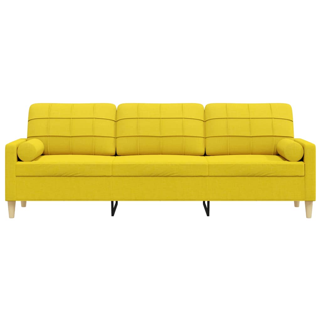 Thumbnail - vidaXL Sofa 3-Sitzer mit Zierkissen Hellgelb 210 cm Stoff