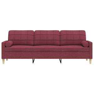 3místná pohovka s polštáři vínová 210 cm textil - obrázek 3