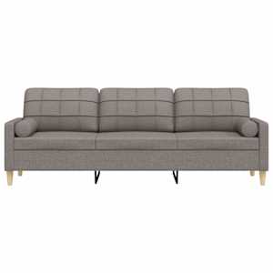 3místná pohovka s polštáři taupe 210 cm textil - obrázek 3