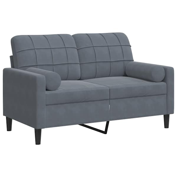 vidaXL 2-kohaline diivan patjadega, tumehall, 120 cm, samet