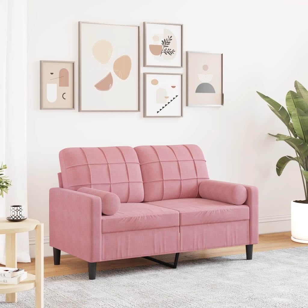 vidaXL 2-Sitzer-Sofa mit Zierkissen Rosa 120 cm Samt