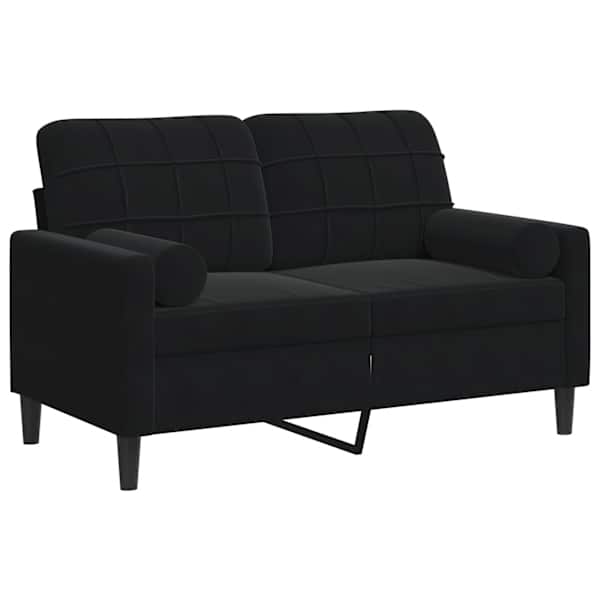 vidaXL 2-kohaline diivan patjadega, must, 120 cm, samet