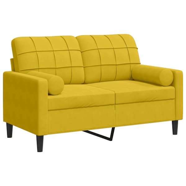 vidaXL 2-kohaline diivan patjadega, kollane, 120 cm, samet