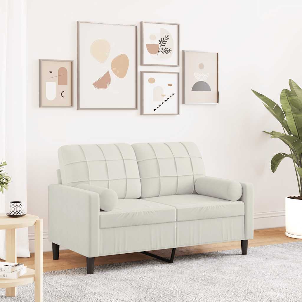 vidaXL 2-Sitzer-Sofa mit Zierkissen Creme 120 cm Samt