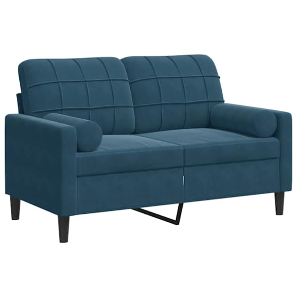vidaXL 2-kohaline diivan patjadega, sinine, 120 cm, samet