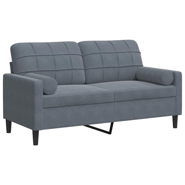 vidaXL 2-kohaline diivan patjadega, tumehall, 140 cm, samet