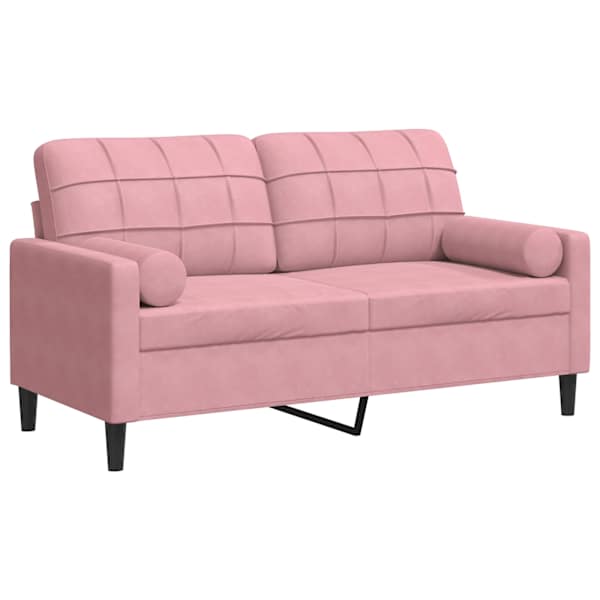vidaXL 2-kohaline diivan patjadega, roosa, 140 cm, samet