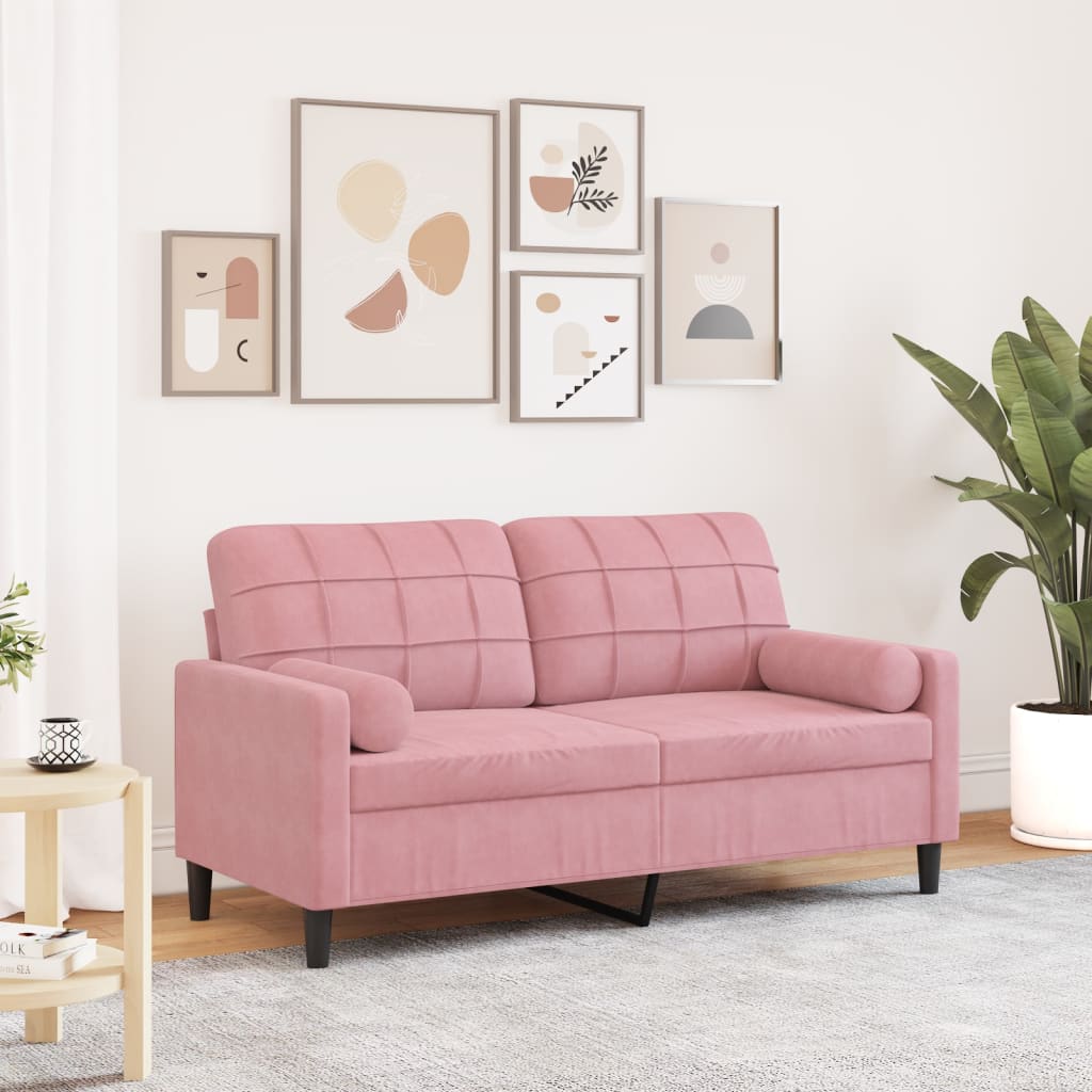 vidaXL 2-Sitzer-Sofa mit Zierkissen Rosa 140 cm Samt